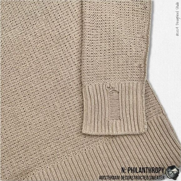 N:PHILANTHROPY AMSTERDAM DECONSTRUCTED SWEATER IN AUTUMN BLONDE BEIGE SIZE SMALL - Picture 6 of 16